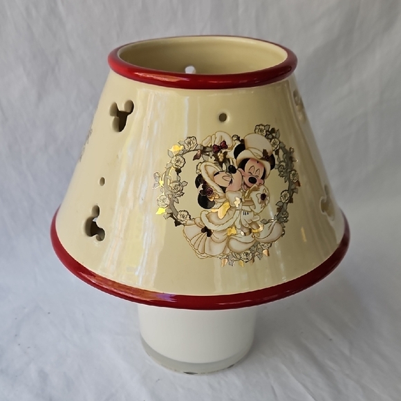 VINTAGE  CERAMIC  CANDLE JAR  SHADE  DISNEY WITH VICTORIAN  MICKEY AND  MINNIE - Picture 9 of 17